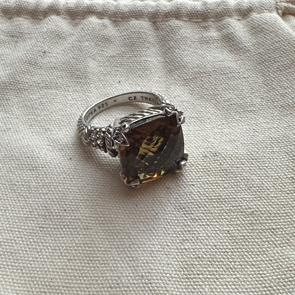 Judith Ripka Silver Ring with Brown Gemstone